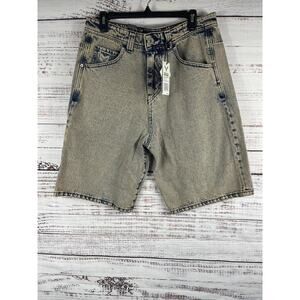 Cross Eyed Moose Shorts Men's 32 Acid Wash Denim Dirtbaggy Loose Fit Zip Pocket